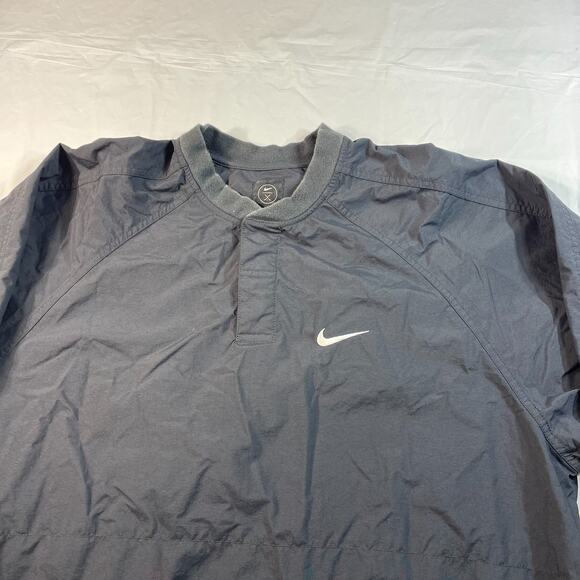 Nike Black Windbreaker Pullover Men’s L Quarter Snap Nylon Sweatshirt Zip Pocket - Picture 5 of 12